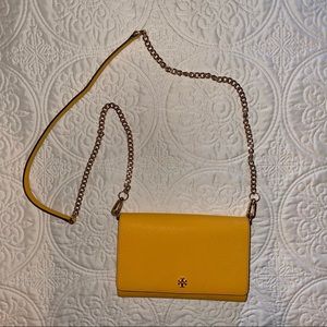 Yellow Tory Burch Emerson Chain Wallet Crossbody Purse